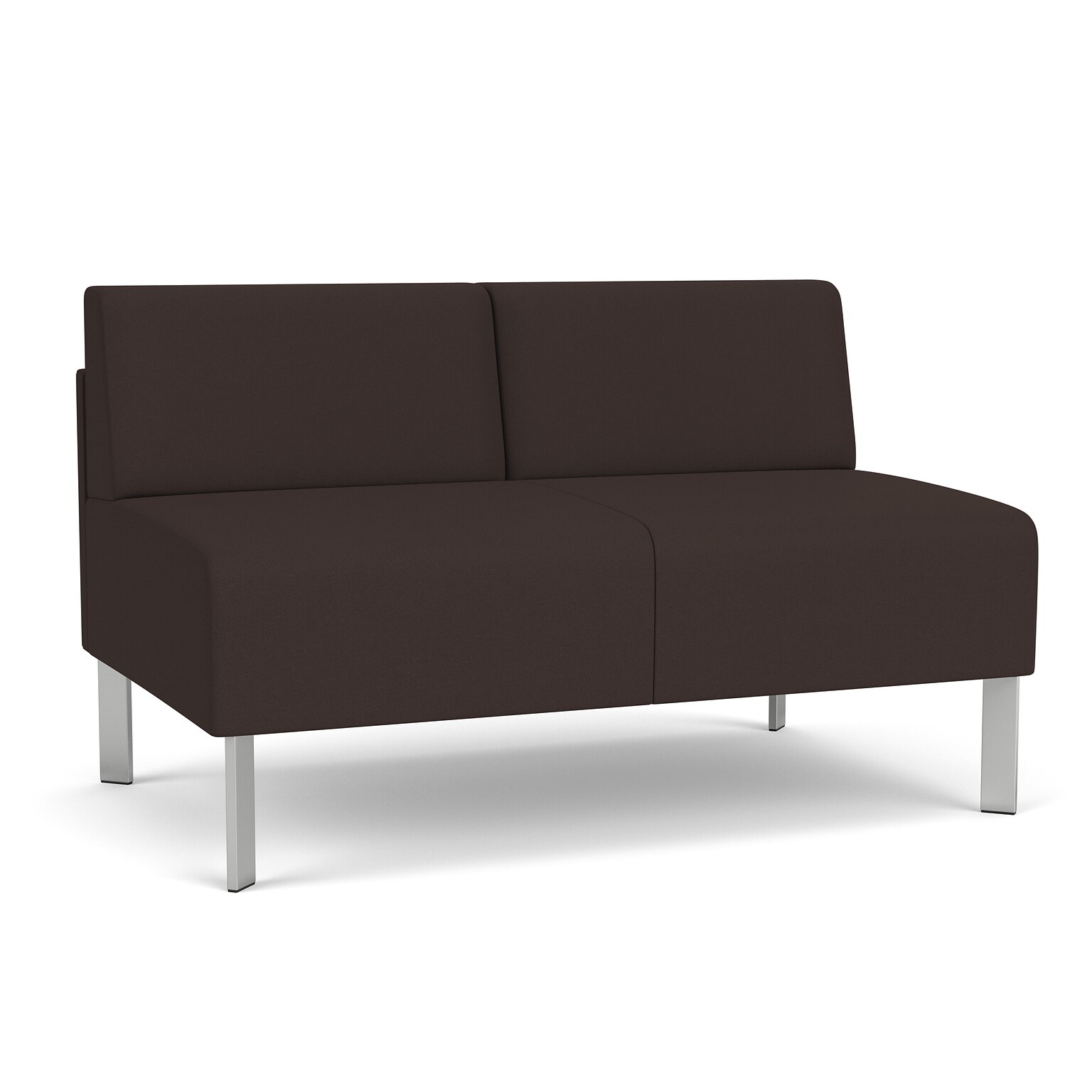 Lesro Luxe 48W Fabric Loveseat, Open House Coffee Bean/Silver (LX1502.FSV-01OHCB)