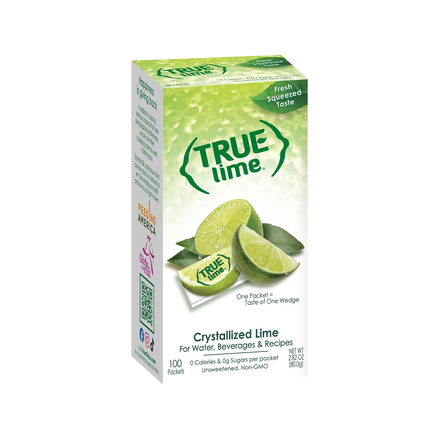 True Lime Zero-Calorie Sugar-Free Crystallized Lime, 0.03 oz., 100 Packets/Box (33506)