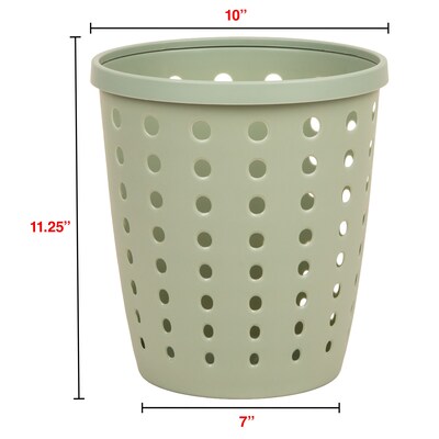 Staples Plastic Trash Can, 2.8 Gallon, Sage Green (ST63895)
