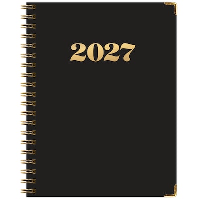 2027 Excello Brands 9" x 11" Weekly & Monthly Standard Planner, Paperboard Cover, Black/Gold (FSHN-CY27-8511-12)