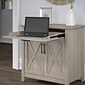 Bush Furniture Key West Laptop Storage Desk Credenza with 5 Shelf Bookcase, Washed Gray (KWS012WG)