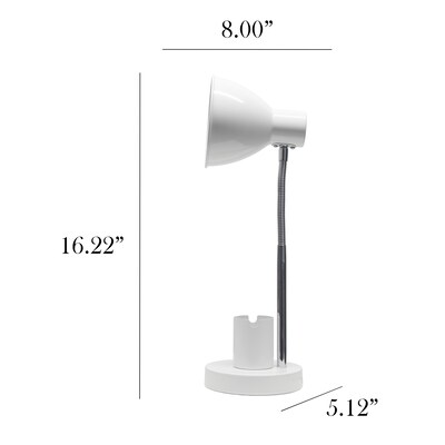 Simple Designs Sleek Essentials LED Desk Lamp, 16.22", Off White (LD1076-OFF)