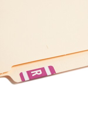 Smead® Alpha-Z Color-Coded Second Letter "R" Labels, 10 Labels Per Sheet, Purple, 1"H x 1 5/8"W, 100 Labels/Pk