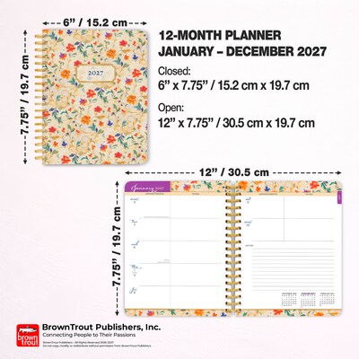 2027 BrownTrout Tuscan Delight 6.5" x 7.8" Calendar Year Weekly Standard Planner, Multicolor (9798330709342)