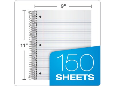 Oxford 3-Subject Plastic Notebooks, 9" x 11", College Ruled, 150 Sheets, Each (10586)