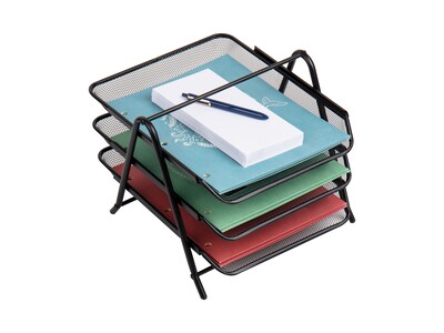 Mind Reader Network Collection 3-Tier Metal Desk File Organizer, Black, 2/Pack (3TPAP2PK-BLK)