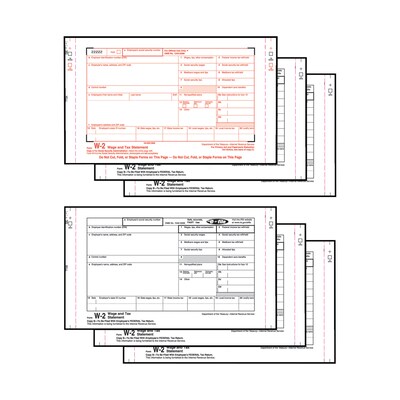 TOPS W-2 Tax Form, 3 Part, Carbonless employee/employer set, White, 9 1/2 x 5-1/2, 100 Forms/Pack (TWIN3100)