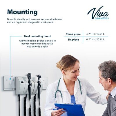 Viva Comfort Integrated Diagnostic Wall System w/Ophthalmoscope, Otoscope, Thermometer, Sphygmomanometer, Specula Dispenser