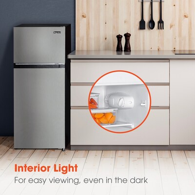 Magic Chef 4.5 Cu. Ft. Energy Star Mini Refrigerator with Freezer, Platinum Steel (HMDR45PS)