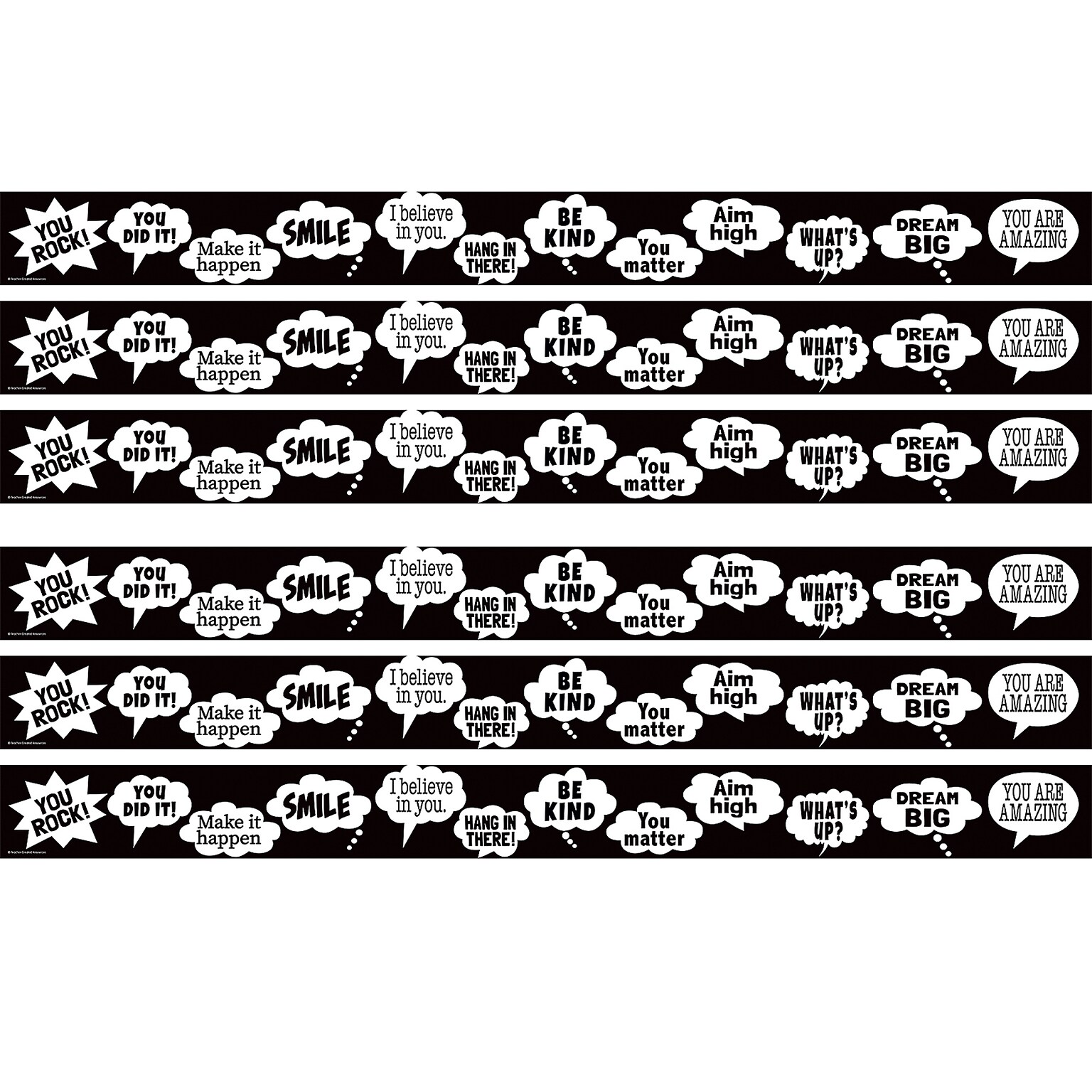 Teacher Created Resources Speech Bubble Straight Border Trim, 3 x 2.92, Multicolor, 6 Packs/Bundle (TCR6849-6)
