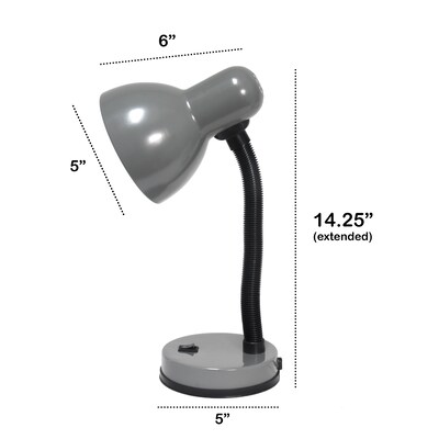 Creekwood Home Essentix Flexible Gooseneck LED Desk Lamp, 14.25", Gray Glossy (CWD-1000-GY)