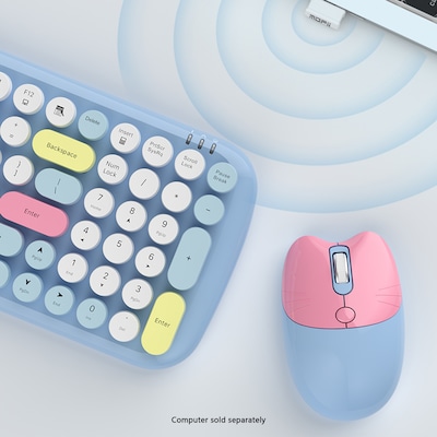 SaharaCase Wireless Ergonomic Keyboard and Laser Mouse Combo, Blue (KB17)