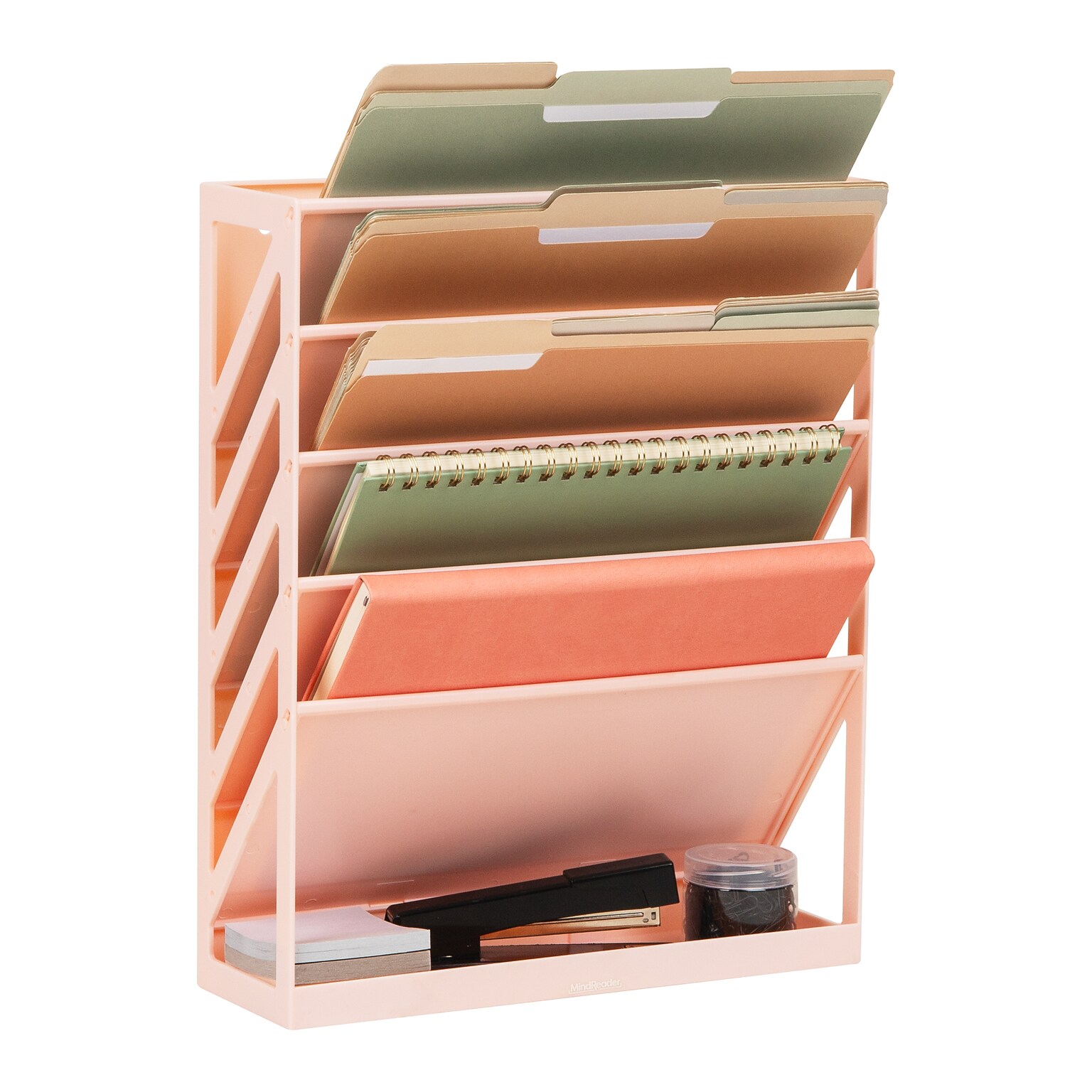 Mind Reader 5-Pocket Plastic Mountable Wall File, Letter Size, Pink (WALLANCH-PNK)