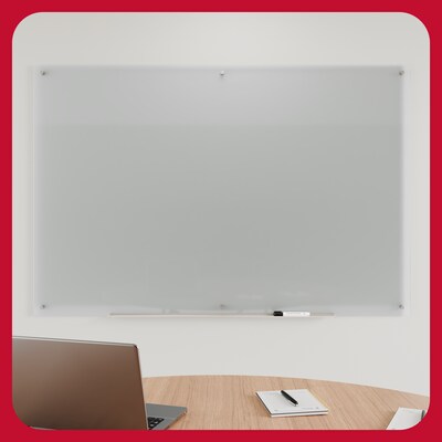 TRU RED™ Tempered Glass Dry Erase Board, Frosted, 6' x 4' (TR62826)