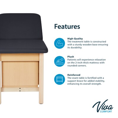 Aristo Wood Physician Adjustable Exam Table with Shelf, 2 Drawer Cabinet, Paper Cutter, Holder, 500lbs. Capacity, Black