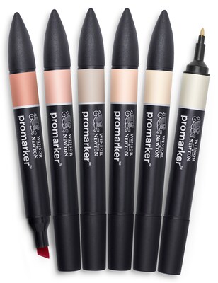 Winsor & Newton ProMarker Skintones Set 1 Alcohol-Based Marker, Twin Tip, Assorted Colors (28075)