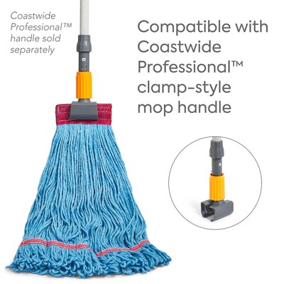 Coastwide Professional™ Looped-End Wet Mop Head, Large, Recycled Blend, 5" Headband, Blue (CW57750)