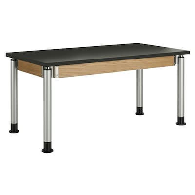 Diversified Woodcrafts Uplift! Hybrid ADA Rectangular Science Table, 60 x 30, Height Adjustable, Black/Oak (P8142BK)