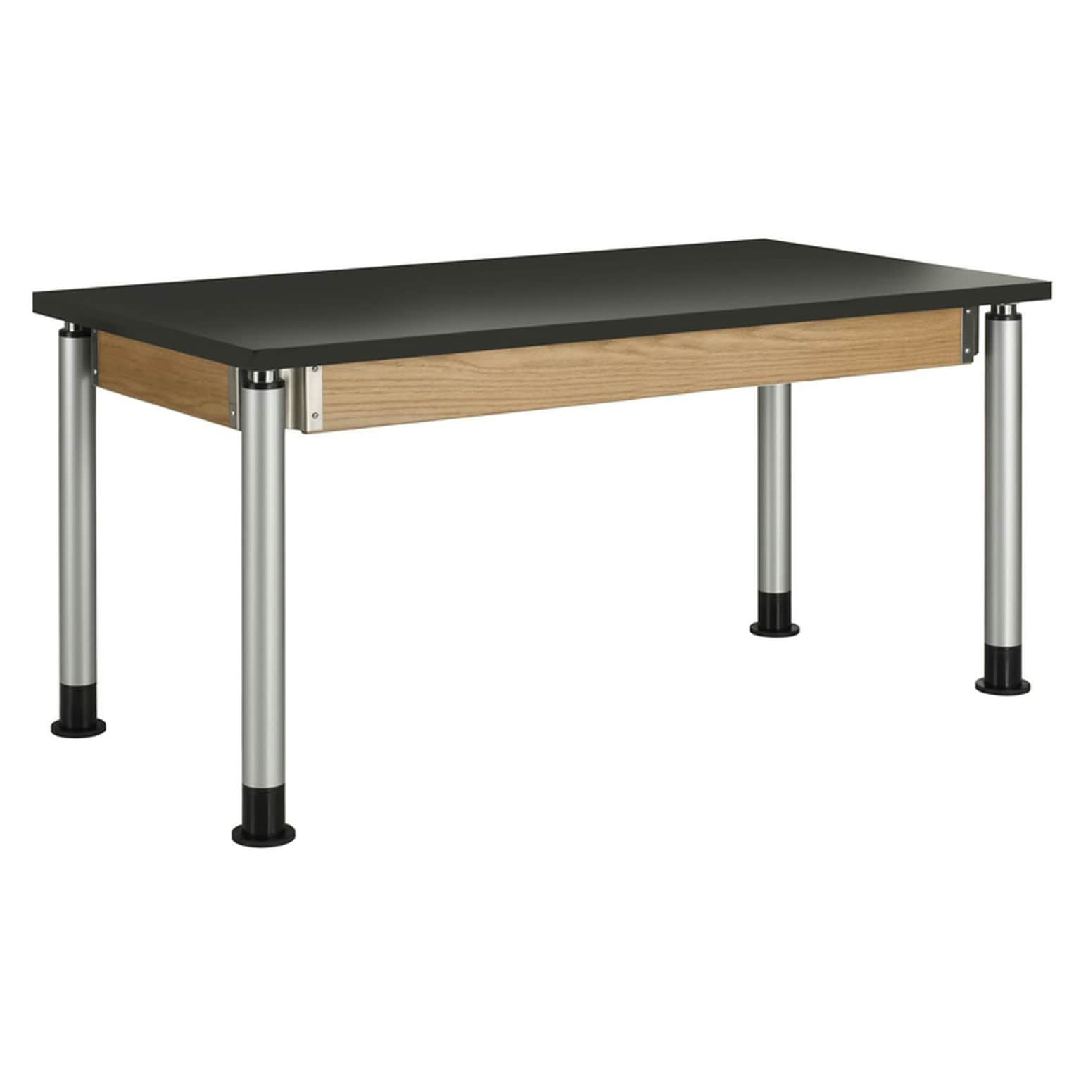 Diversified Woodcrafts Uplift! Hybrid ADA Rectangular Science Table, 60 x 30, Height Adjustable, Black/Oak (P8142BK)