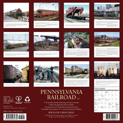 2027 Willow Creek Pennsylvania Railroad 12 x 12 Monthly Wall Calendar, Assorted Colors (61770)