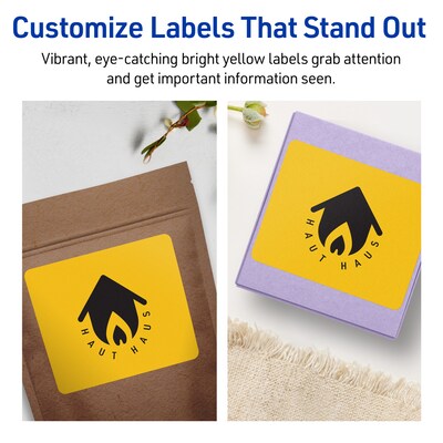 Avery Laser/Inkjet Rectangle Multipurpose Labels, 5" x 3.5", Bright Yellow, 160/Pack (94256)