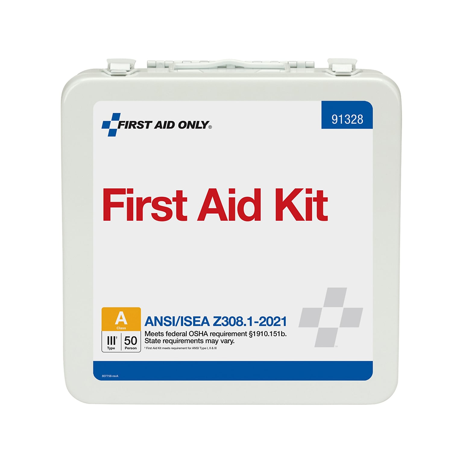 First Aid Only Metal First Aid Kit, ANSI 2021 Class A, 50 People, 184 Pieces (91328)