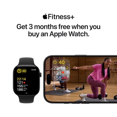Apple Watch Series 12 GPS Smartwatch, 42mm, Black Aluminum Case with Sport Band, Medium/Large (MJEC4LS/A)