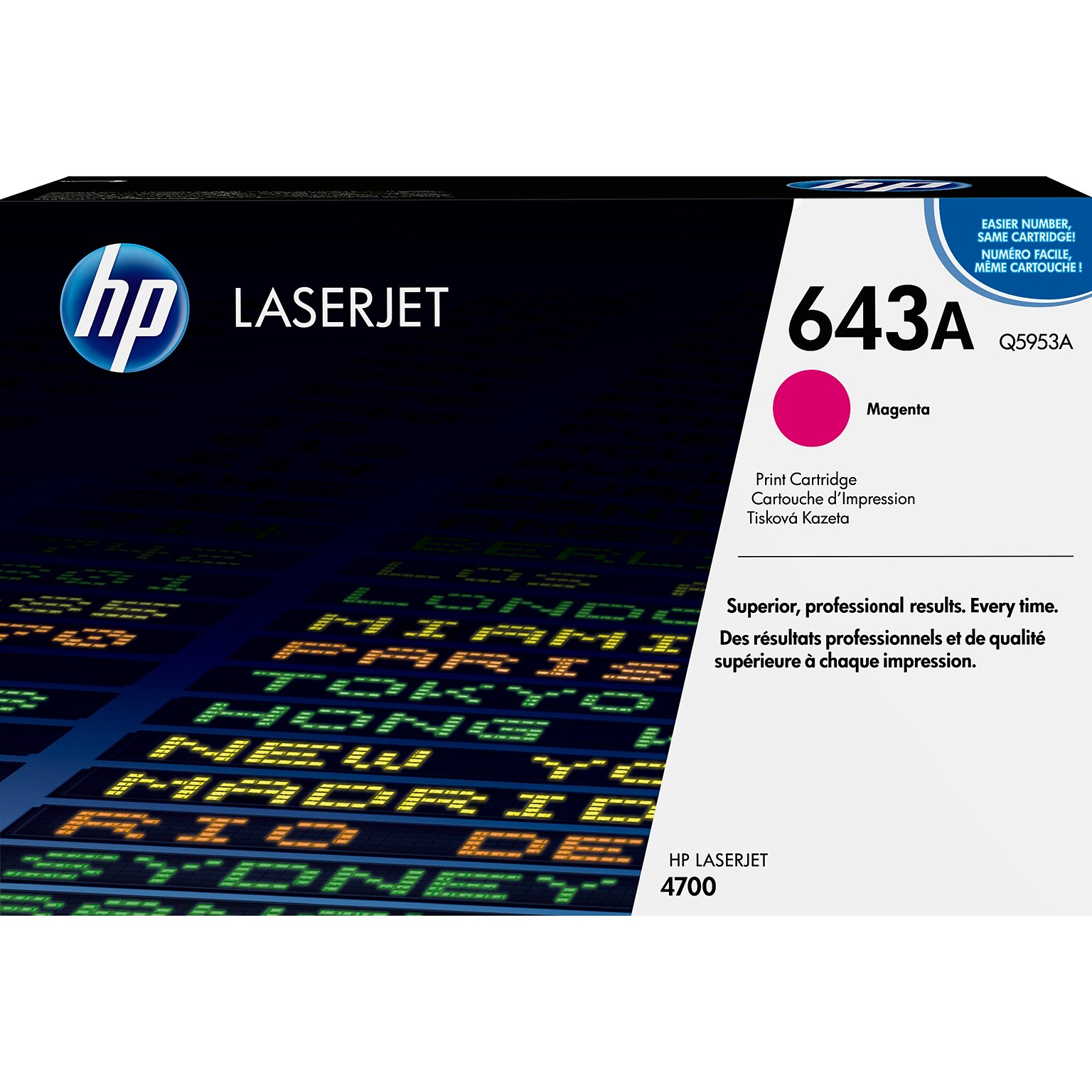 HP 643A Magenta Standard Yield Toner Cartridge, Prints Up to 10,000 Pages (q5953a)