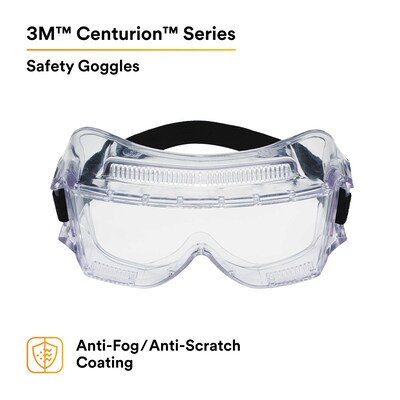 3M Centurion Impact Anti-Scratch Safety Goggles, Clear Lens, 10/Carton (40301-00000-10)