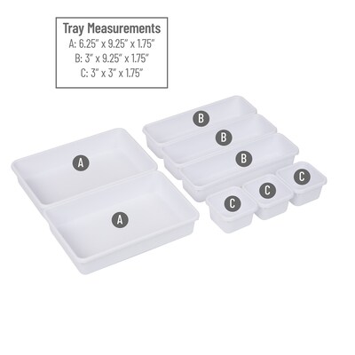 Mind Reader 8-Piece Plastic Drawer Organizer, White (8INTBOX-WHT)