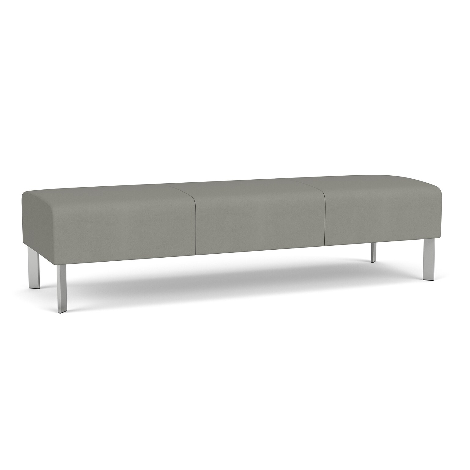 Lesro Luxe Vinyl 3-Seat Bench, Patriot Plus Dove/Silver (LX3001.FSV-01PPDO)