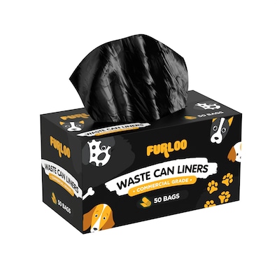 Furloo Heavy Duty Pet Waste Disposal Bag, 13 Gallon, Black, 50 Total Bags (FLO22)