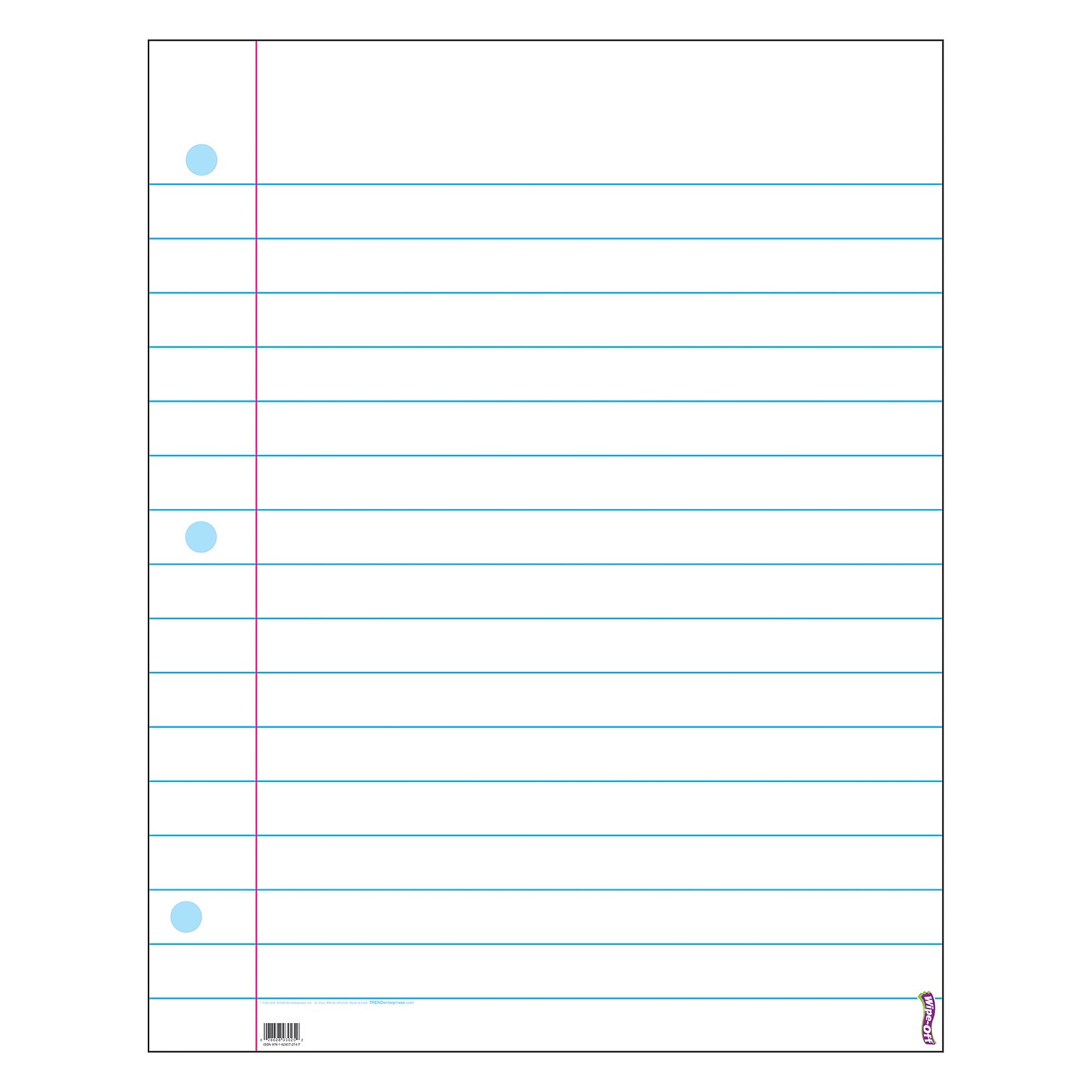 Trend Enterprises Notebook Paper Wipe Off Chart, 22 x 28, 15/Bundle (T-1095)