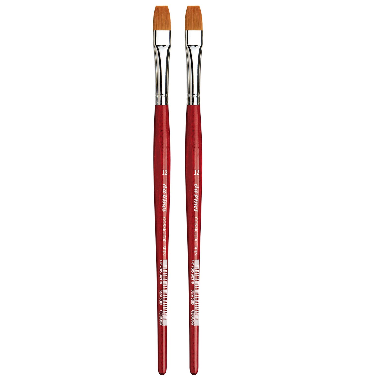 da Vinci COSMOTOP-SPIN Watercolor Synthetic Bristle, Flat Brush, 2/Pack (DVXVA588012-2)