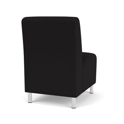 Lesro Ravenna Fabric Guest Chair, Armless, Open House Black/Brushed Steel (RV1102.FBS-01OHBK)