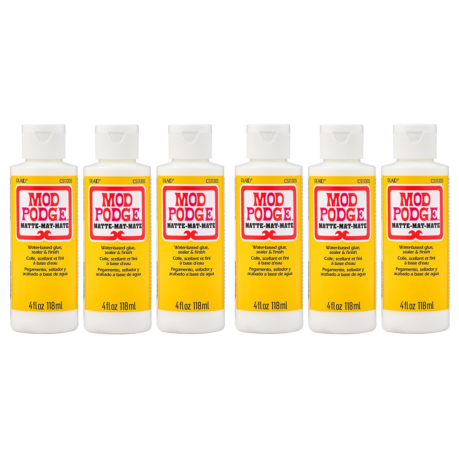 Mod Podge Decoupage Glue, Matte, 4oz., 6/Pack (MODCS11305-6)