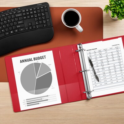 Staples® Standard 2" 3 Ring Non View Binder with D-Rings, Red (26305-CC)