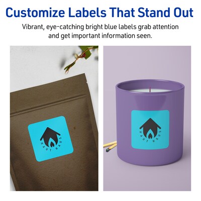 Avery Laser/Inkjet Multipurpose Square Labels, 2" x 2", Bright Blue, 960/Box (94107)