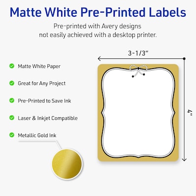 Avery Rectangle Laser/Inkjet Multipurpose Labels, 4 x 3-1/3, White, 40/Pack (19479370971)