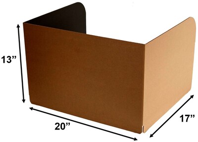 Classroom Products Foldable Cardboard Freestanding Privacy Shield, 13"H x 20"W, Black/Kraft, 20/Box (1320 BK)