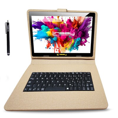 Linsay Octa Core 10.1 Tablet, 4GB RAM, 128GB Storage, Android 13, Bundled with Keyboard Case and Ba
