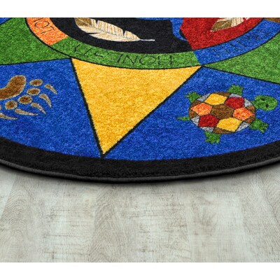 Joy Carpets Spirit of Truth Nylon 77 Round Machine Tufted Rug, Multicolored (1554E)