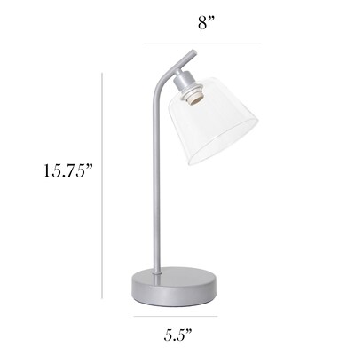 Simple Designs Sleek Essentials LED Desk Lamp, 15.75", Silver (LD1080-SLV)