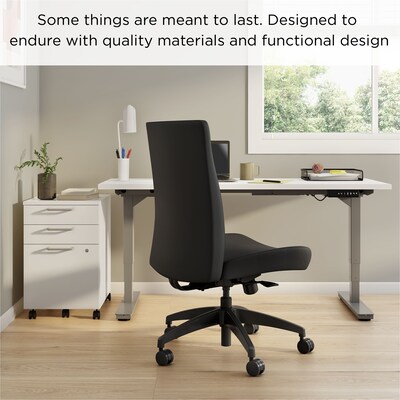 Union & Scale™ Workplace2.0™ Task Chair Upholstered, Armless, Black Fabric, Synchro Tilt (54165)