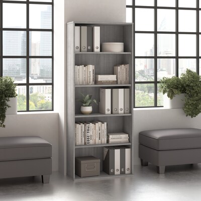 Bush Business Furniture Hustle Tall 5 Shelf Bookcase, Platinum Gray (HUB230PG)