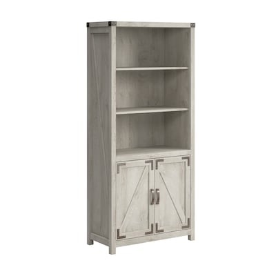 Bush Furniture Knoxville 72"H 5-Shelf Bookcase with Doors, Cottage White (CGB132CWH-03)