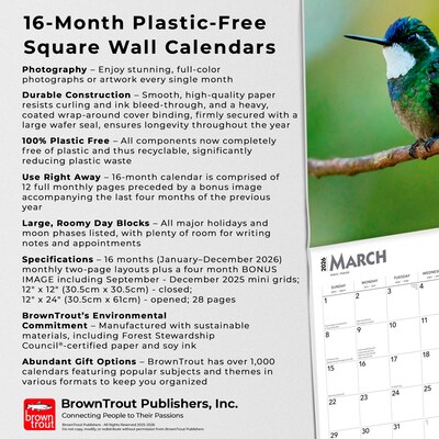 2026 BrownTrout Hummingbirds 12" x 12" Monthly Wall Calendar (9798330703807)