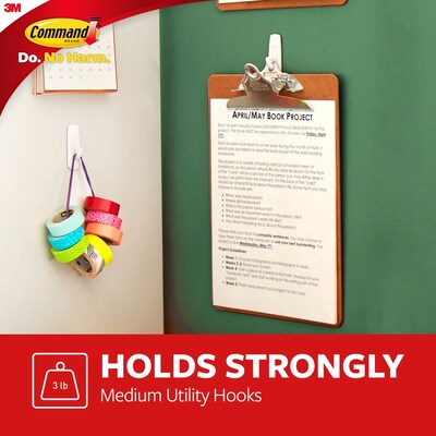Command Medium Utility Hooks Mega Pack, 3 lb., White, 20/Pack (17001-MPES)