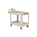 Rubbermaid 2-Shelf Plastic/Poly Mobile Utility Cart with Swivel Wheels, Beige (FG452088BEIG)