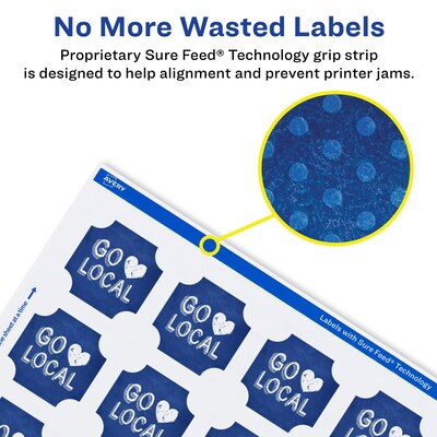 Avery Laser/Inkjet Multipurpose Labels, 1.625"  x 1.625", Matte White, 500/Pack (94110)